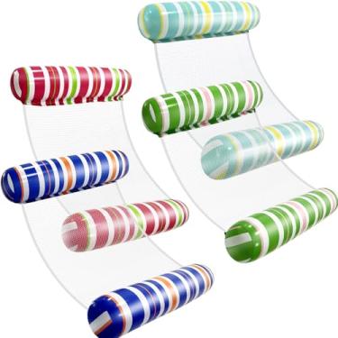 Imagem de Boias de piscina para adultos, pacote com 4 redes de água infláveis, essenciais para férias na praia para piscina, lago ou festas de verão