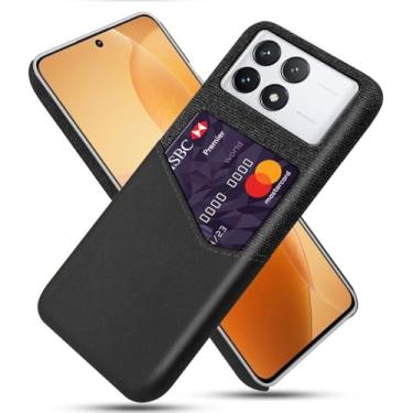 Imagem de Capa para Xiaomi Redmi K70E,Tela e tampa de couro PU,Antideslizante,360°cobertura completa à prova de choque com 1 slot de cartão atrás,Prevenção de queda-Black