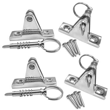 Imagem de Rolasm Bimini Deck Hinge with Pin and Ring 90°Deck Hinge Stainless Bimini Top Hardware Installation Screws 4PACK
