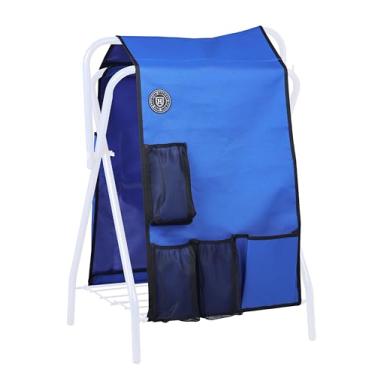 Imagem de Harrison Howard Saddle Rack Saver com bolsos de armazenamento, acessório de armazenamento de aderência de cavalo para rack de sela portátil suprimentos estáveis organizador de aderência Champion azul
