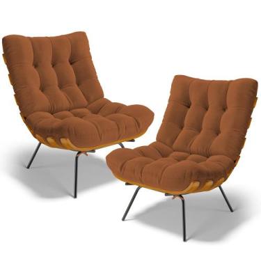 Imagem de Kit 2 Poltronas Decorativas Sala de Estar Costela L02 Terracota - Lyam