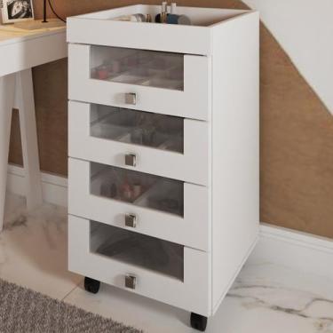 Imagem de Penteadeira Carrinho de Maquiagem Salão de Beleza 4 Gavetas com Vidro 