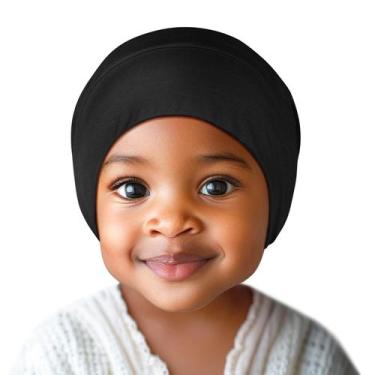 Imagem de Bonnet de bebê Fittia Silky Satin para 0-6 6-18 meses preto