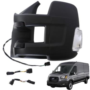 Imagem de Liizoo Espelho de porta lateral lado esquerdo do motorista para Ford Transit 150 250 350 350 HD 2015-2025 Cargo Van Transit reboque de vidro elétrico com luz de sinalização, aquecido, 6 Pims (braço
