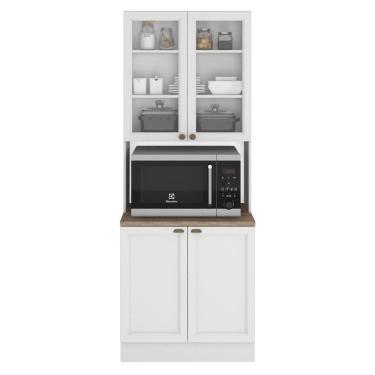 Imagem de Paneleiro Duplo Cristaleira Unna 4 Portas E 1 Forno Branco - Poliman Móveis Branco