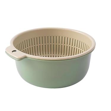 Imagem de Frutas Vegetais Lavando Cesto Com Camada Dupla, Plástico Espessado, para Lavagem Vegetal de Frutas, Separação e Armazenamento Convenientes, Aprimoramento e Resistência (Verde nórdico)