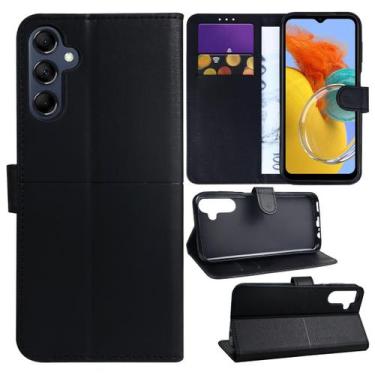 Imagem de Capa capinha case carteira preta galaxy m14 5g m146 6.6 + película de 