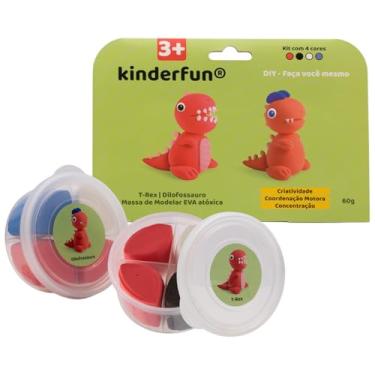 Imagem de Massa De Modelar EVA - Kit T-Rex Dilofossauro - Brinquedo Educacional e Sensorial 60g - Com manual e passo a passo para moldar os personagens.