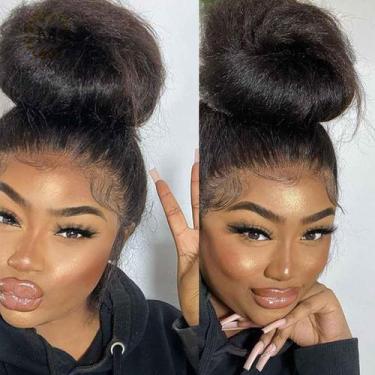 Imagem de Perucas frontais de renda 360 Alidiamond Kinky Straight Human Hair