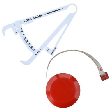 Imagem de Kit Avaliacao Fisica Medir Gordura Corporal Fita Metrica Adipometro - 