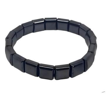 Imagem de Pulseira Elástica Hematita Lisa 8mm Emagrecimento Saúde Proteção - Lót