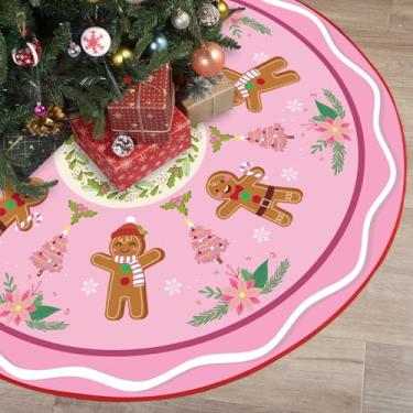 Imagem de Blosssound Saia de árvore de Natal masculina de gengibre rústica com floco de neve de Natal para decoração de inverno, férias de ano novo, casa de fazenda, decoração de casa (rosa, 90 cm)