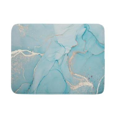 Imagem de Tapete de secagem de pratos Kawani Teal Blue Marble 45x60cm Microfibra