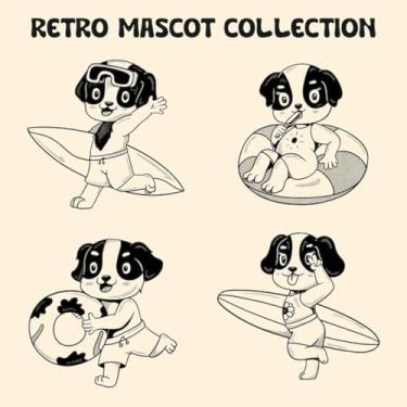 Imagem de Adesivo de Animais Kawaii Para Quarto Infantil Decorativo de Parede Fantasia de Praia Mascote Retro 40x40cm