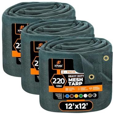 Imagem de Xpose Safety Lona de malha verde resistente de 30 cm x 30 cm (pacote com 3) – 70% tecido protetor solar com ilhós para jardim, cerca, tela de privacidade, coberturas de caminhões basculantes, capa de