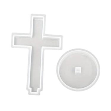 Imagem de KiBcsLic Modelos cruzados com base, enfeite de Natal de Halloween, presente de fundição de concreto faça você mesmo, modelos de silicone cruzados de mesa para