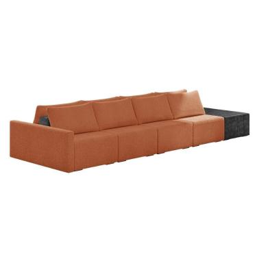 Imagem de Sofá Ilha 4 Lugares Living 432cm Modulado Lary Bouclê Pu Pto K01 Cor Mostarda