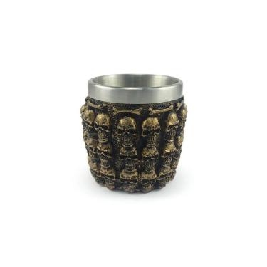 Imagem de Copo Dose Shot Em Aço Inox Resina Modelo Mil Caveiras