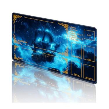 Imagem de TOEMZTFT Tapete de brinquedo para MTG, com bolsas de armazenamento grátis, tapete de jogo 61 x 35,5 cm, TCG e tapete de jogo de tabuleiro para cartas, tapetes de mesa de mousepad, navio pirata