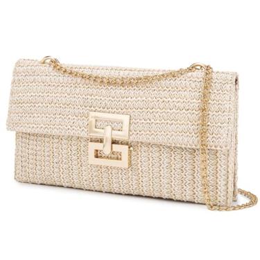 Imagem de Bolsa clutch de palha, bolsa de praia de verão, adequada para mulheres, bolsa tiracolo boêmia, bolsa de ombro para férias