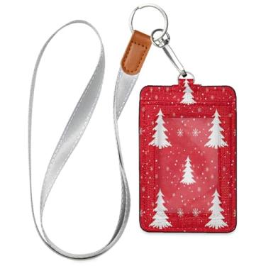 Imagem de Wassud Cordão de couro PU para árvore de Natal para crachás de identificação, porta-chaves, porta-crachás, cartões de crédito para escritórios, funcionários estudantes, funcionários