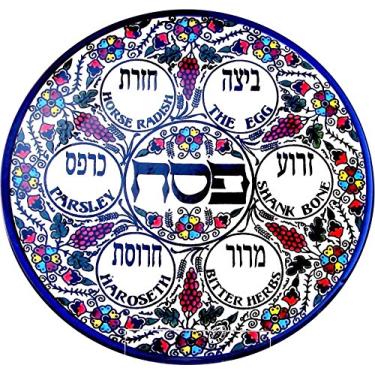 Imagem de Prato redondo de cerâmica armênia, design colorido de uva, 27 cm