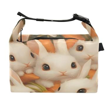 Imagem de STAYTOP Lancheira de coelho e cenoura com fivela de alça, lancheira isolada para meninos e meninas, lancheira térmica para trabalho escolar