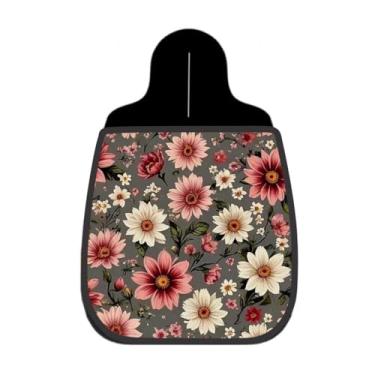 Imagem de Lixeira De Carro Organizador Floral em Tons de Cinza e Rosa Escuro