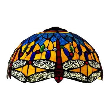 Imagem de Cúpula de Abajur Libélula de 40 cm (16 polegadas), Estilo Tiffany, em Vitral, para Abajures de Mesa, Pendentes, Luminárias de Chão e de Teto, Laranja