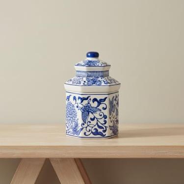 Imagem de Sagebrook Home Vela de mirra de sândalo de cerâmica, design Chinoiserie 18 cm 198 g