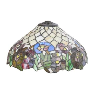 Imagem de Abajur Tiffany estilo rosa, feito à mão em vitral, 40 cm de largura, estilo vintage, para luminária de mesa ou de chão, substituição apenas para decoração de quarto, sala de estar, escritóri