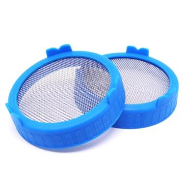 Imagem de GDFYMI 2 tampas de germinação de aço inoxidável, tampas de germinação com borda lisa para germinação de sementes de brócolis, 90 mm azul lavável
