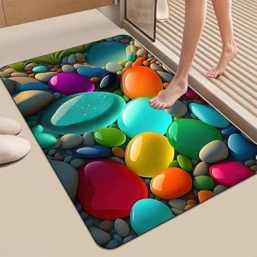 Imagem de Tapete Antiderrapante Absorvente de Microfibra | Secagem Rápida | Uso Multiambiente(5D Pedra N)