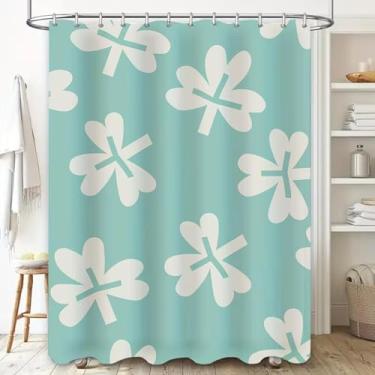 Imagem de Cortina de chuveiro azul e branca moderna com estampa floral para decoração de banheiro tecido impermeável cortinas de chuveiro com respingos de água 69 x 71 pol. - 175 x 180 cm/L x A