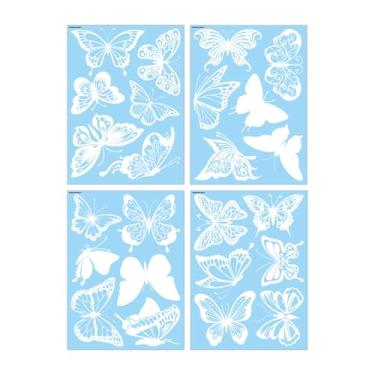 Imagem de SIWOTED 4 folhas adesivos de janela anticolisão DIY folhas tema janela adere adesivos de vidro PVC removíveis para ataques de pássaros (Tipo 1)