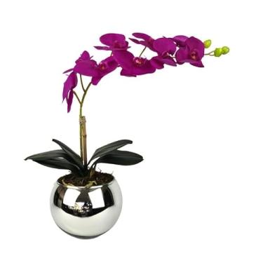 Imagem de Arranjo Orquídea Artificial Toque Natural Vaso De Vidro (Roxo Profundo)