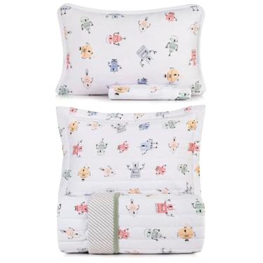 Imagem de Kit Colcha e Lençol Solteiro Infantil Mundo Kids Malha Fio Penteado Altenburg Cama 100% Algodão 4 Peças (Cyberfofos)