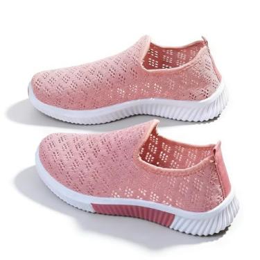 Imagem de Mocassim feminino de malha respirável sem cadarço leve confortável casual rosa