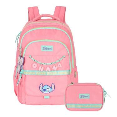 Imagem de Kit Escolar Stitch Mochila De Costas Estojo Box Disney - Luxcel, Salmã