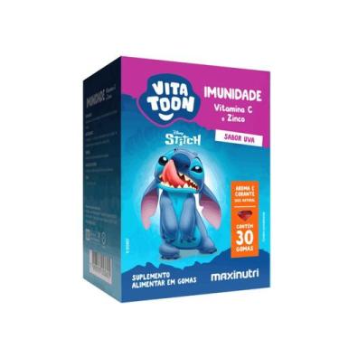 Imagem de Vitatoon Stitch Imunidade Vitamina C e Zinco Sabor Uva 30 Gomas Maxinu