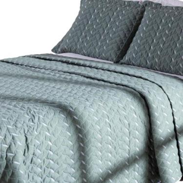 Imagem de Kit Cobre Leito Heitor Liso Matelado Bordado Colcha 400 Fios - MR Enxo