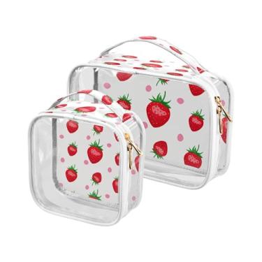 Imagem de xigua Bolsa de maquiagem com bolinhas de morangos para mulheres, bolsa de cosméticos de viagem, bolsa de higiene portátil à prova d'água para viagens, férias, organização de banheiro