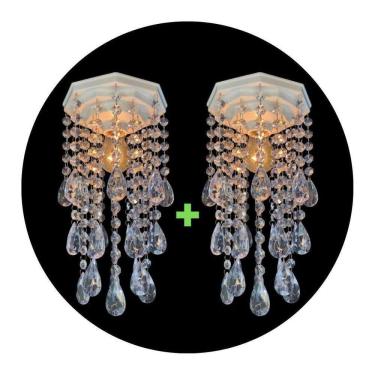 Imagem de Kit 2 Lustres Acrílico Transparente 31cm Bivolt E27