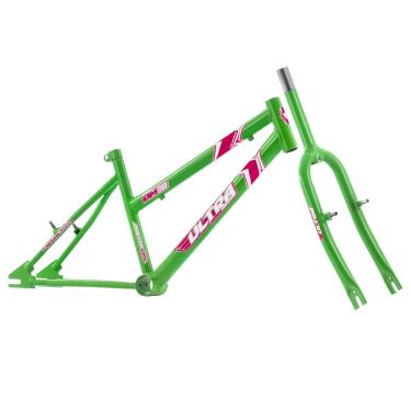 Imagem de Quadro Com Garfo em Aço Carbono Bicicleta Ultra Bike Marcha Aro 20 Verde Kiwi