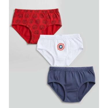 Imagem de Kit 3 Cuecas Infantil Capitão América Tam 2 a 12 Azul-67099 - MARVEL, 