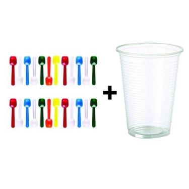 Imagem de Kit - Pinha Sorvete Colorida + Copo Transparente 200Ml - Straw Copopla