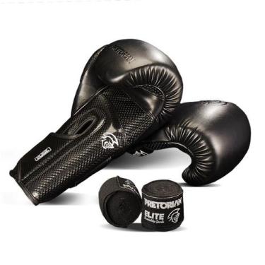 Imagem de Kit Luva De Boxe E Muay Thai + Bandagem Pretorian Elite, 10oz, Preto