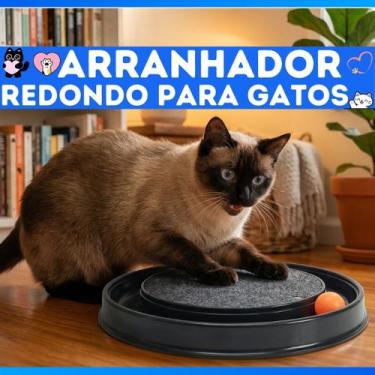 Imagem de Arranhador Redondo para gatos com bolinha Antiesstress - Furacão Pet
