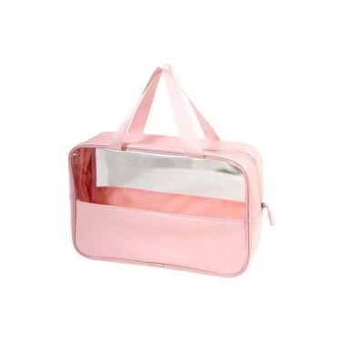 Imagem de Necessaire Transparente Organizador Viagem Bolsa Média Rosa - GRUPO SH