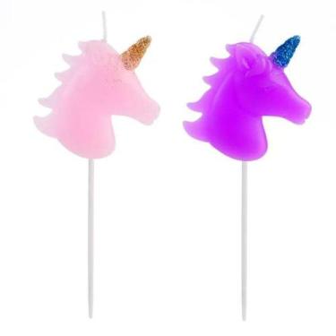 Imagem de Vela de Aniversário Cabeça de Unicórnio c/2 - Silver Festas - Silverpl